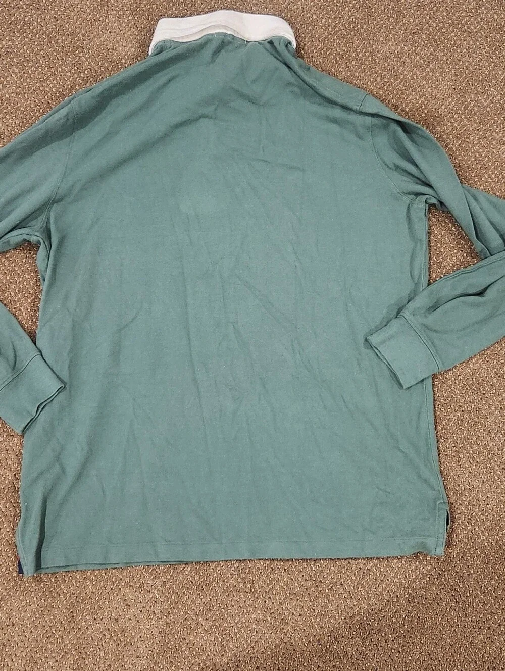 Ralph Lauren Green and White Rugby Shirt with Blue Label